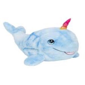 Hug-A-Pet Blue Narwhal Whale Plush Toy with Rainbow Horn
